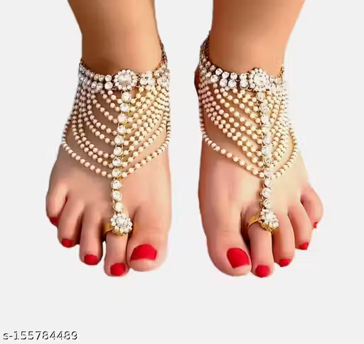 Prime White Metal Payal With Toe Ring For Girls & Woman Pack of 1 Pair